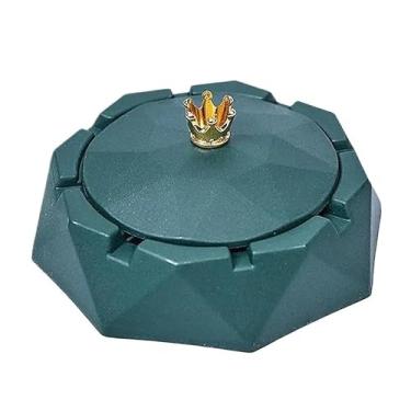 Imagem de Cinzeiro novo cinzeiro redondo de aço inoxidável à prova de vento com tampa giratória para casa, jardim, exterior, interior, acessório para fumar cinzeiros (verde)