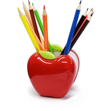 Imagem de Organizador de Mesa Divertido - Porta-Lápis e Caneta para Escritório e Home Office, Design Moderno e Funcional (VERMELHO)