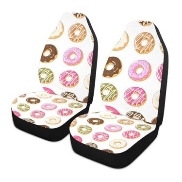 Imagem de xigua Capas protetoras de assento de carro coloridas Donuts universais, pacote com 2, capas protetoras de assento de carro respiráveis para SUV, carros automotivos, caminhões