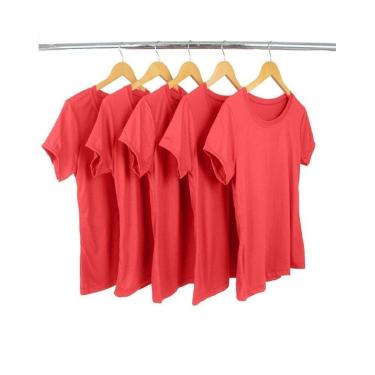 Imagem de Kit 5 Camisetas Malha Fria Feminina Baby Look Malha PV-Feminino