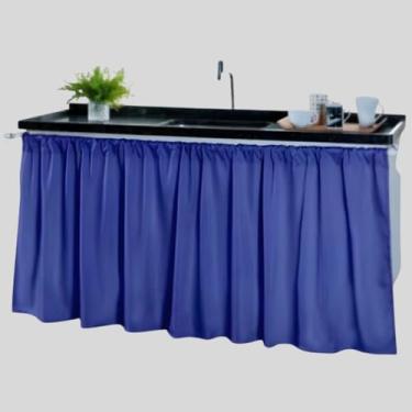 Imagem de Cortina Pia Cozinha Moderna Elegante 1,40 x 80 Decoração Balcão Tanque Tecido Oxford(Cortina Pia AZUL ROYAL,1 UNIDADE)
