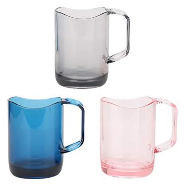 Imagem de Copo de escova de dentes espesso inovador com alça Conjunto de 3 peças Suporte de escova de dentes durável para banheiro Copo para viagens em casa Azul Rosa Cinza Material PS