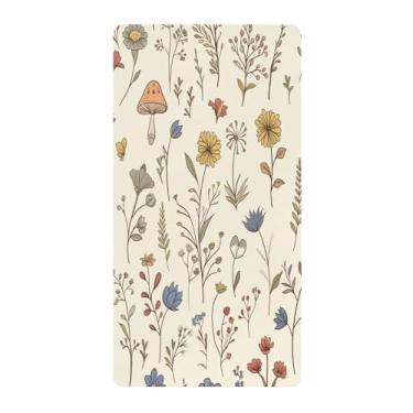 Imagem de Blueangle Lençol de berço padrão para berço infantil - Lençóis de algodão macio e respirável com cogumelos de flores silvestres (741)