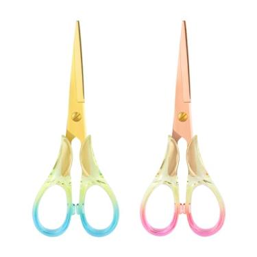 Imagem de Honagu Tesoura de cabo de acrílico premium - Lâminas de aço inoxidável, corte de precisão, design ergonômico, ideal para uso doméstico, escritório e artesanato - pacote com 2, vermelho + azul