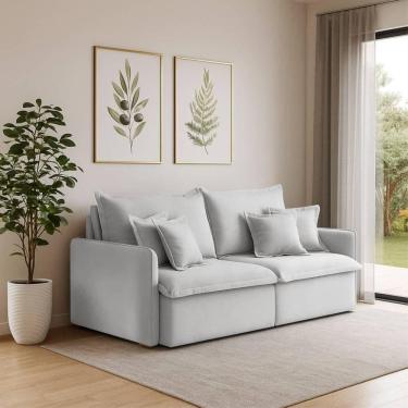 Imagem de Sofá 2 Lugares 1,80m Retrátil E Reclinável Em Tecido Veludo – Malta Lucadi Prata