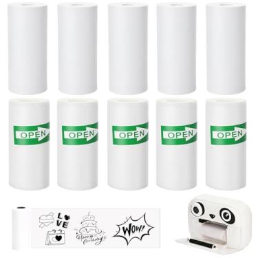 Imagem de Refil de papel para câmera compatível com Kidamento – 5 rolos regulares + 5 rolos adesivos, largura de 57 mm, refil térmico de rolo de papel para câmera infantil, suprimentos de impressão sem BPA/BPS