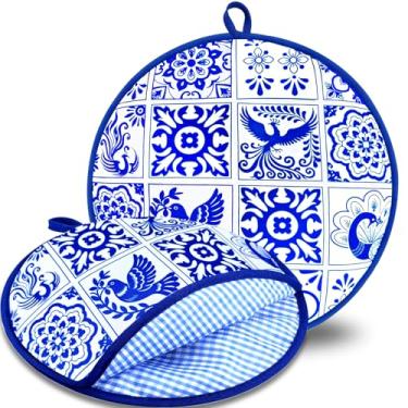 Imagem de Pacote com 2 bolsas para aquecedor de tortilha de 30 cm, suporte de tortilha de tecido isolado para micro-ondas, mantém aquecido por até 1 hora para tortilhas, tacos, naan e pãezinhos