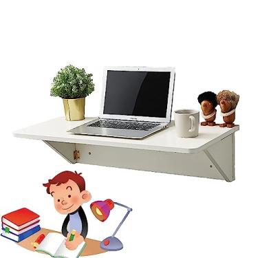 Imagem de Mesa dobrável montada na parede, mesa flutuante para parede, mesa dobrável para lavanderia, mesa de jantar pequena de madeira, para garagem e galpão, escritório em casa/sala de jantar (cor: