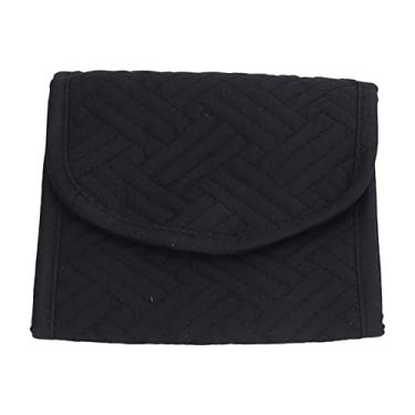 Imagem de Ainoli organizador de joias de viagem ao ar livre bolsa dobrável bolsa para colar brincos anéis S (Preta)