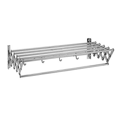 Imagem de LaYiQimn Suporte de toalha dobrável montado na parede para secadora de roupas, telescópico, economia de espaço, durável, push-pull extensível (tamanho: 60 cm)