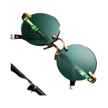 Imagem de Óculos De Sol Retro Unissex Sem Armação Com Lentes Cristal Verde Escur