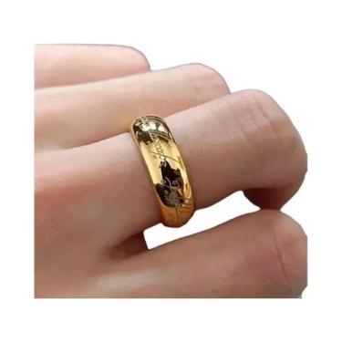 Imagem de Anel De Aço Titânio Banhado a Ouro Resistente Ao Desbotamento Para Hom