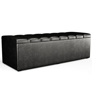 Imagem de Calçadeira Recamier Baú Para Cama De Casal King Dália 195x50 cm W01 Couríssimo Preto - Lyam