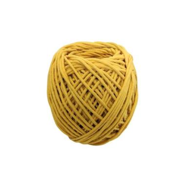Imagem de Cordão de Algodão Trancelim 6mm para Artesanato e Macramê Amarelo 50 m