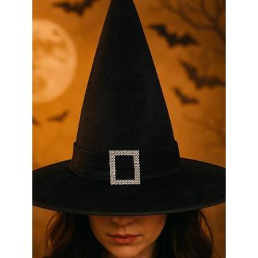 Imagem de Chapéu Bruxinha Veludo Fantasia Divertida Festas Halloween Encaixe Per
