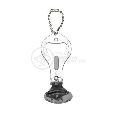 Imagem de Kit 5 Cortador De Unha Com Lixa Pé E Mão Aço Inox Abridor De Garrafa Chaveiro 3 Em 1 Atacado Redondo