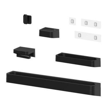 Imagem de Kit Banheiro 5 Peças Saboneteira + Porta Papel Higiênico + Porta Shampoo + Toalheiro + Gancho + Adesivos Preto Ou