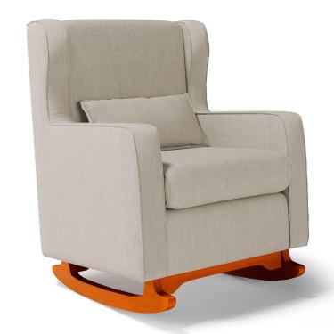 Imagem de Poltrona De Amamentação E Descanso Zoe Com Base Balanço Linho Bege - Desk Design