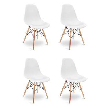 Imagem de Cadeira Sala De Jantar Kit4 Eiffel Eames Base Madeira Branco F02 - D'rossi
