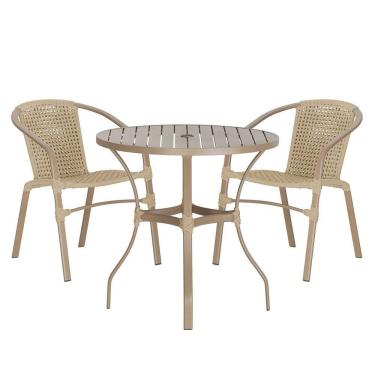 Imagem de 02 Cadeiras Floripa E Mesa Roma 80cm Fendi Trama Original Rami