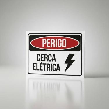 Imagem de Placa Acm Perigo Cerca Elétrica Atenção 18X23