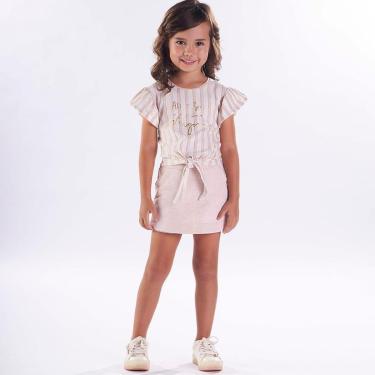 Imagem de Conjunto Infantil Verão Blusa Listrada E Short Saia 2 peças Tam 2 a 4 - Kiki Xodó-Feminino