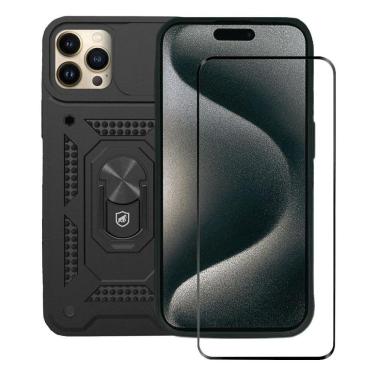 Imagem de Kit Capa Dinamic Cam Protection E Pelicula Ultra Glass Preta Para Iphone 15 Pro Max - Gshield