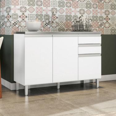 Imagem de Balcão Para Cozinha Evidence Sem Tampo 3 Portas 2 Gavetas 120cm Poliman
