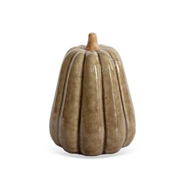 Imagem de Peça Decorativa Abóbora em Cerâmica Marrom 15cm CT0204 BTC