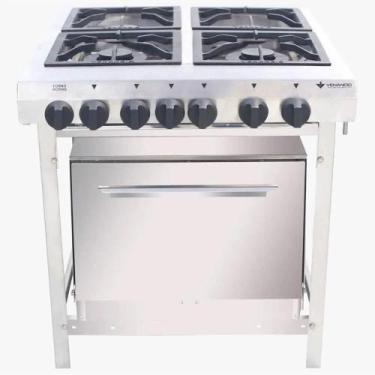 Imagem de Fogão Industrial 4 Bocas Com Forno e Painel em Aço Inox Venâncio Extra
