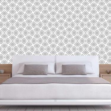 Imagem de Papel Parede Cubos Geométricos Cinza Autocolante Sala Quarto