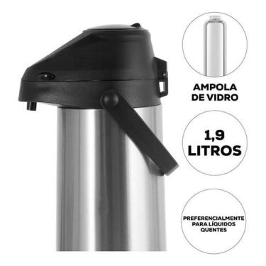 Imagem de Garrafa Térmica Chacal 1,9l Inox Quente E Frio