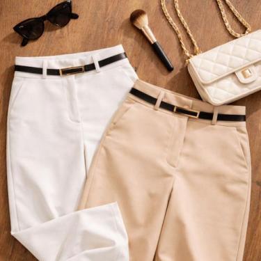 Imagem de Kit 2 Calça Alfaiataria PREMIUM Cintura Alta Com Bolso PROMOÇÃO - NoBr