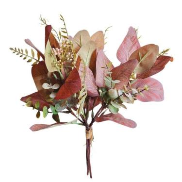 Imagem de Buquê Misto Eucalipto Folhagem Artificial (30cm) Ocre SMO