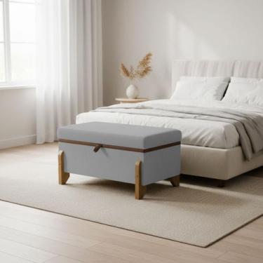 Imagem de Recamier Puff Baú Sapateira Organizador Para Briquedos Cobertor Cama Q