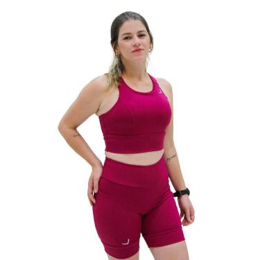 Imagem de Short Feminino Indrills Fitness Com Compressão e Bolsos Para Corrida Treino Academia Malbec-Feminino