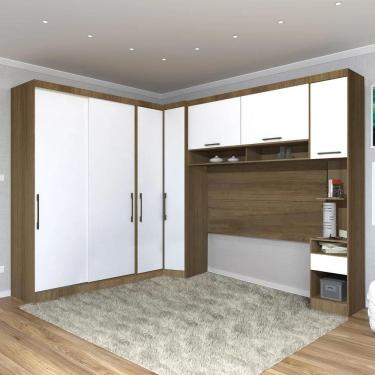 Imagem de Guarda Roupa Casal Modulado Cp06 Delphi Avelã/Branco L01 - Mpozenato