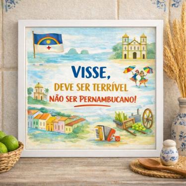 Imagem de Quadro Pernambuco Pernambucano 33x33cm Mold Branca