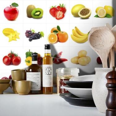 Imagem de Adesivo Destacável Azulejo para Cozinha Frutas e Verduras - TaColado, 