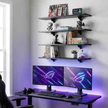 Imagem de Conjunto 4 Prateleiras de Parede Organização Decoração Premium MDF MDP