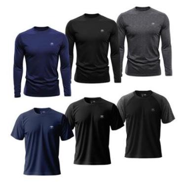 Imagem de Kit Masculino 3 Camisetas Dry Manga Longa e 3 Manga Curta Academia Verão Proteção UV Básicas-Masculino