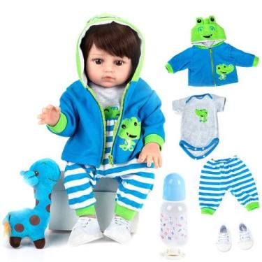 Imagem de Bebê Reborn Boneco Brastoy Menino Girafa Realista Corpo Silicone Pode 