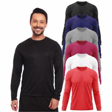 Imagem de Kit 6 Camisas Segunda Pele Proteção Solar Uv Térmica Corrida Bike-Masculino