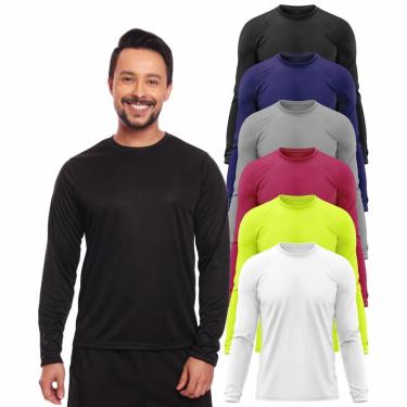 Imagem de Kit 6 Camisas Segunda Pele Proteção Solar Uv Térmica Corrida Bike-Masculino