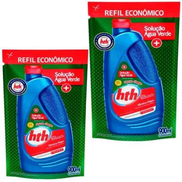 Imagem de Kit 02 HTH Algicida Choque Solução Água Verde 900ml