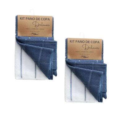 Imagem de Kit 4 Panos de Copa Prato Atoalhado Gourmet Deluxe Jolitex, Azul