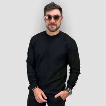 Imagem de Blusa Masculina Texturizada Tricot Moletom Quentinho Social - GIP, Pre