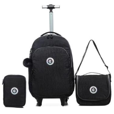 Imagem de Kit Mochila De Rodinha Juvenil Reforçada Lancheira Estojo Moderna Coban 22 litros-Feminino