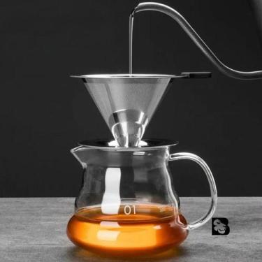 Imagem de Filtro Coador De Café Inox 103 Sem Papel Pegador em Silicone Peneira D