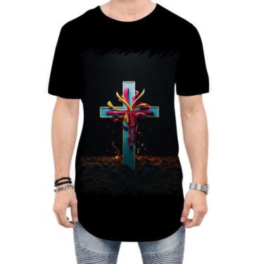 Imagem de Camiseta Longline da Cruz de Jesus Igreja Fé 41 - Kasubeck Store®, G